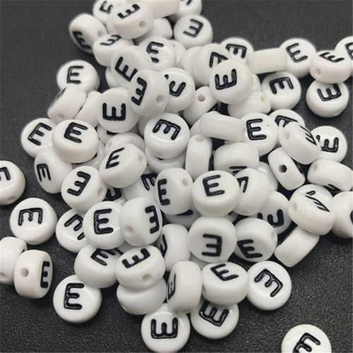 New 100pcs 7mm Letter Beads Oval Shape Acrylic Spacer Loose Beads For