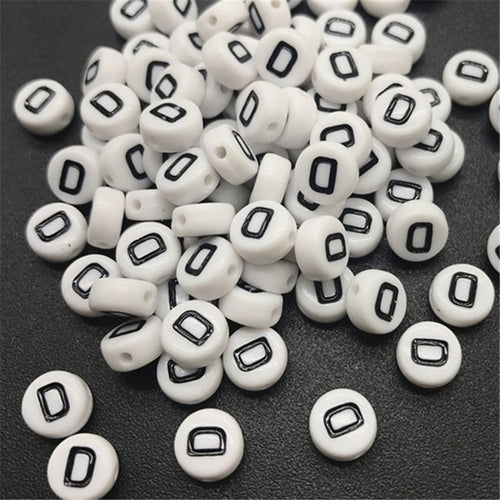 New 100pcs 7mm Letter Beads Oval Shape Acrylic Spacer Loose Beads For