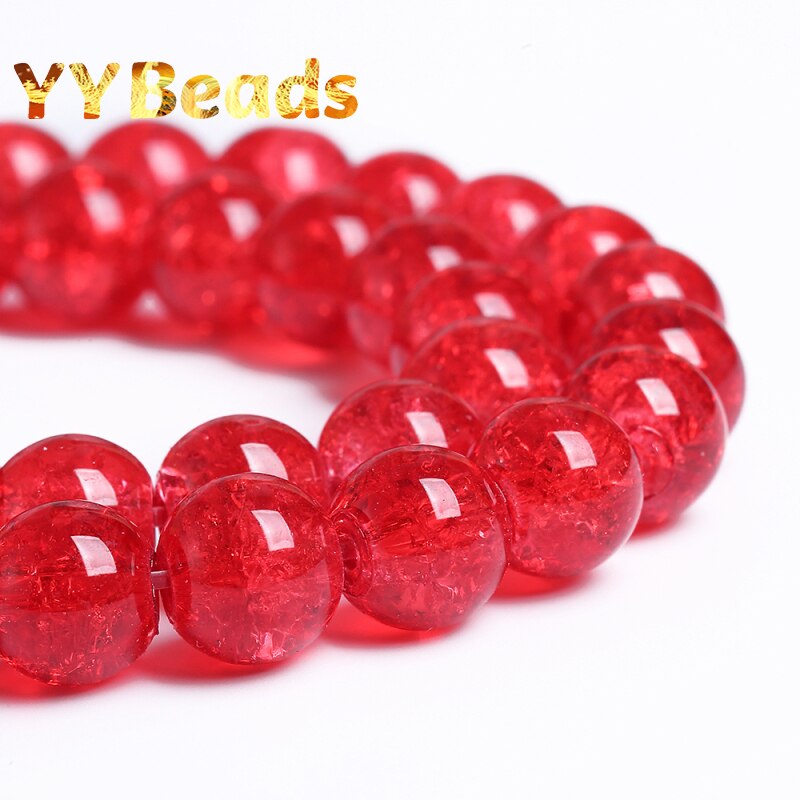 Natural Red Cracked Crystal Stone Beads Round Loose Charm Beads For