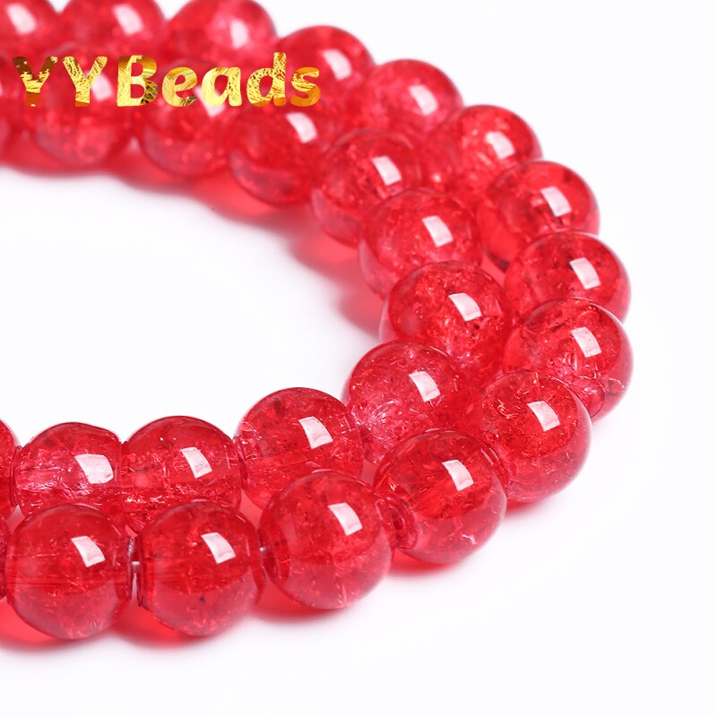 Natural Red Cracked Crystal Stone Beads Round Loose Charm Beads For