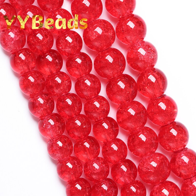 Natural Red Cracked Crystal Stone Beads Round Loose Charm Beads For