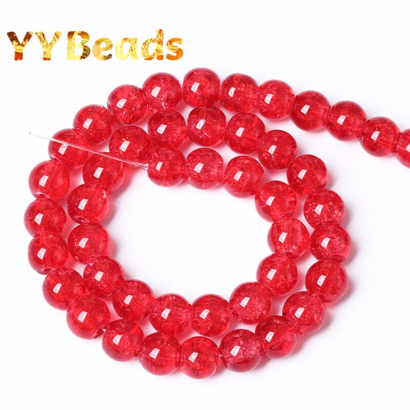 Natural Red Cracked Crystal Stone Beads Round Loose Charm Beads For