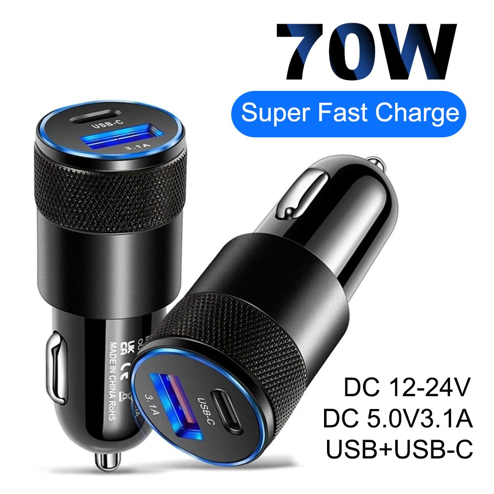 Pd Car Charger 70w Car Phone Charger Usb Type C Fast Charging In Car