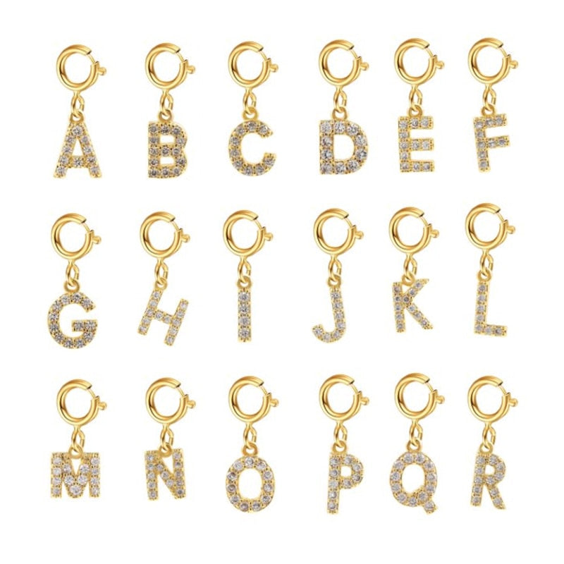 Personalized Bracelet Diy Name Initial Letter Pendant Gold Color