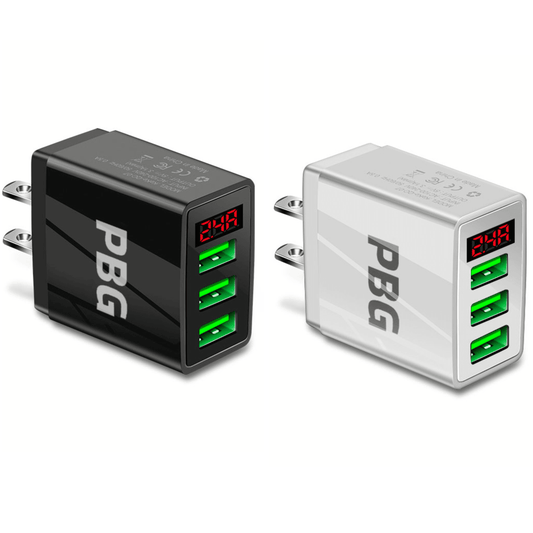 2 PACK PBG 3 Port Wall Charger with LED Voltage Display Charge 3