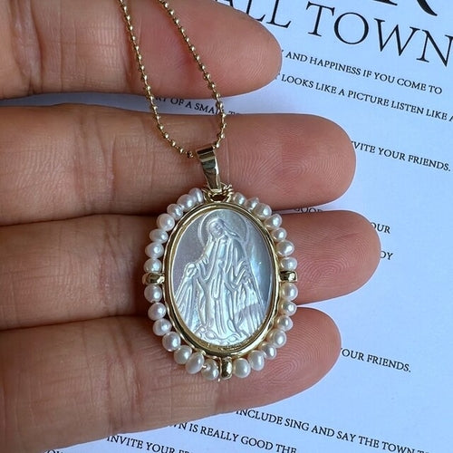 Promotion! Natural Mother Pearl Shell San Benito Cross & Guadalupe &