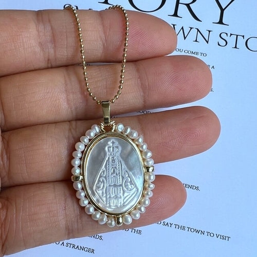 Promotion! Natural Mother Pearl Shell San Benito Cross & Guadalupe &