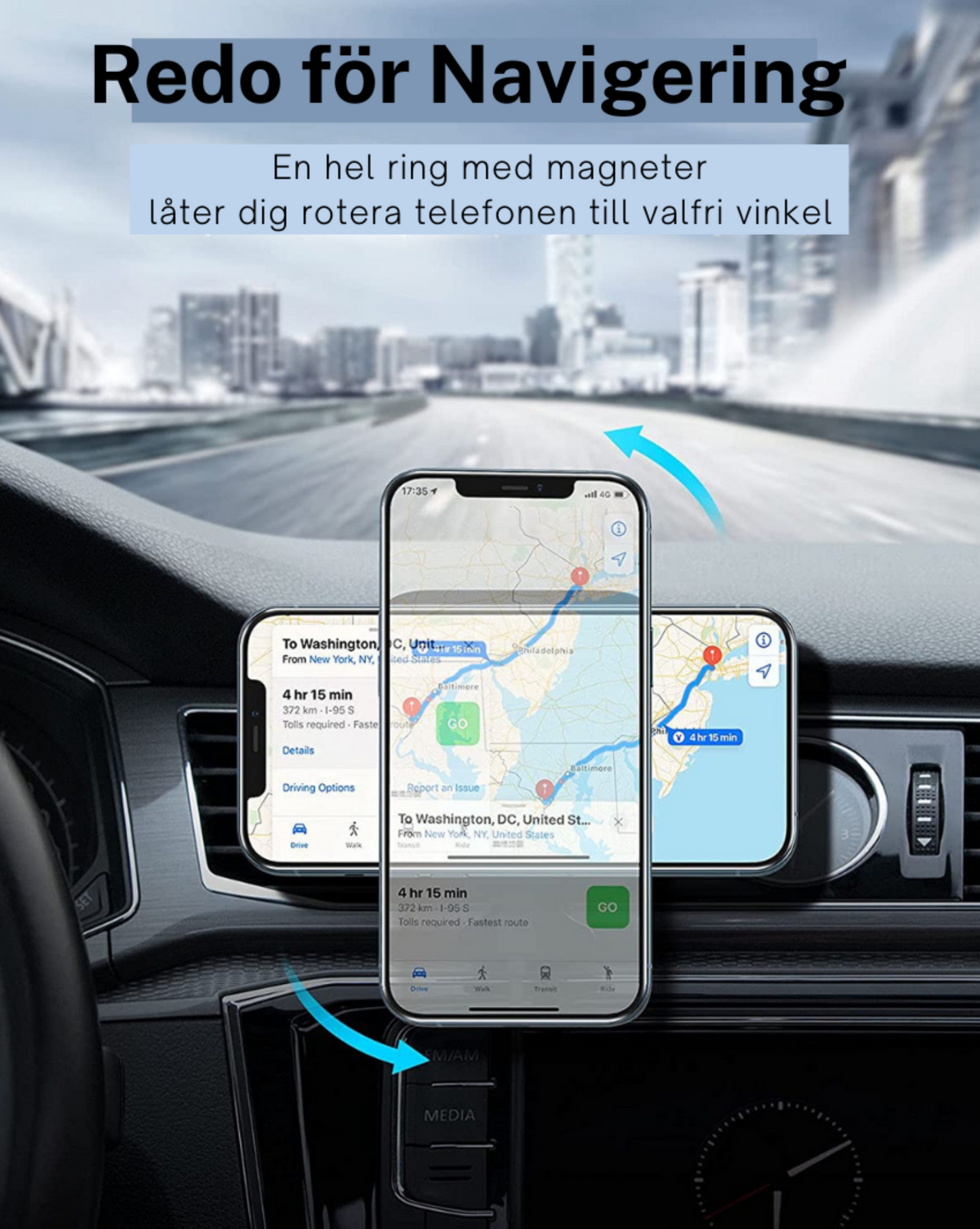 MAGNETISK TRÅDLÖS BIL LADDARE FÖR iPHONE 12/13/14 SERIEN / MAGSAFE