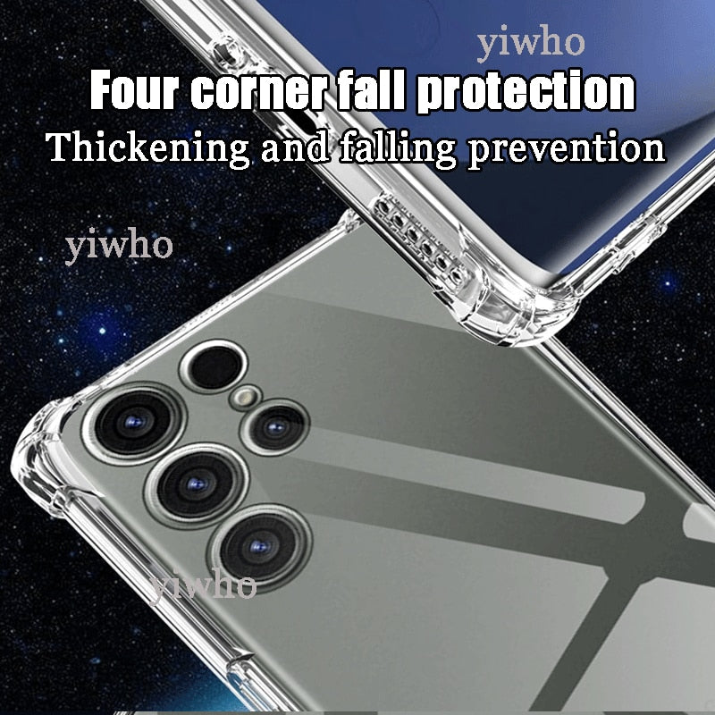 Shockproof Clear Silicone Soft Back Case For Samsung S23 S22 S21 Ultra