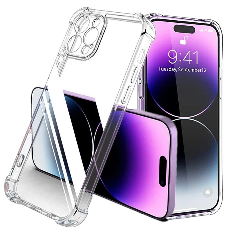 Shockproof Silicone Clear Phone Case for iPhone 13 11 14 Pro Max 12