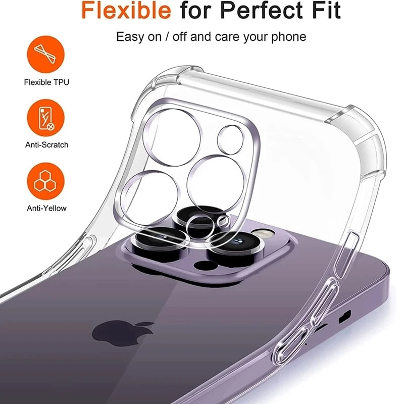 Shockproof Silicone Clear Phone Case for iPhone 13 11 14 Pro Max 12