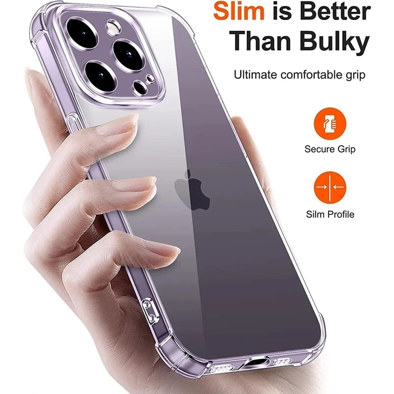 Shockproof Silicone Clear Phone Case for iPhone 13 11 14 Pro Max 12