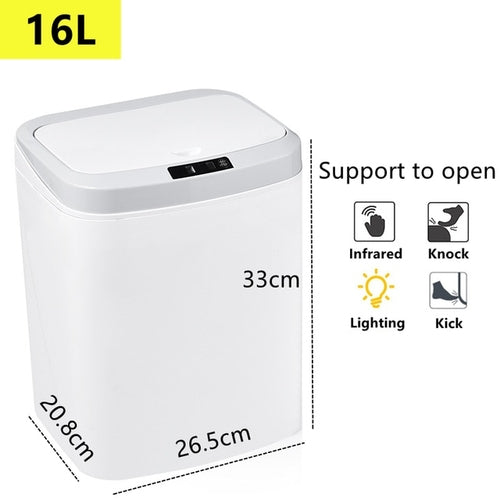 9-16l Smart Sensor Trash Can Infrared Kick Electric Open Large