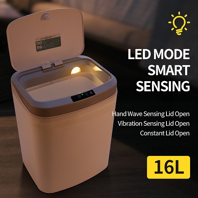 9-16l Smart Sensor Trash Can Infrared Kick Electric Open Large