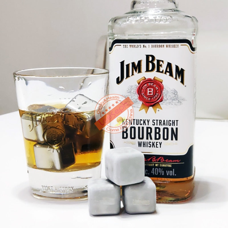 Stainless Steel Ice Cubes, Reusable Chilling Stones for Whiskey Wine,