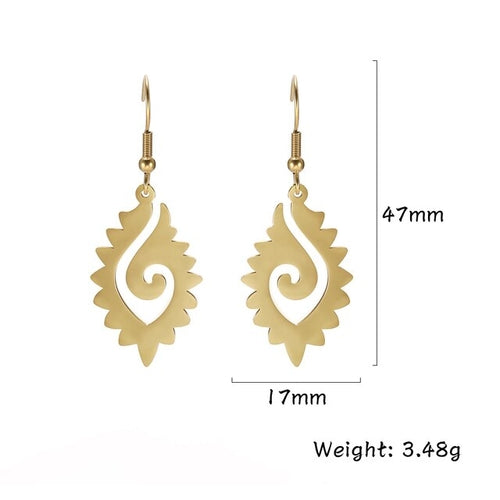 Tribal Flame Totem Pendant Earrings for Women Ethnic Style Stainless