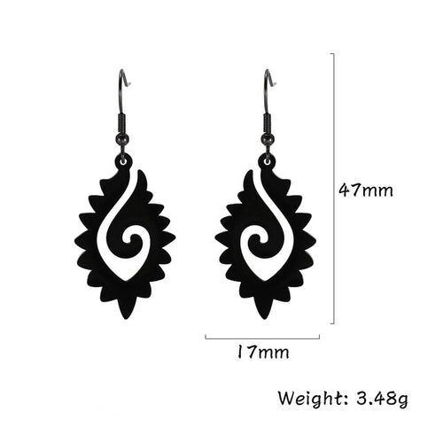 Tribal Flame Totem Pendant Earrings for Women Ethnic Style Stainless