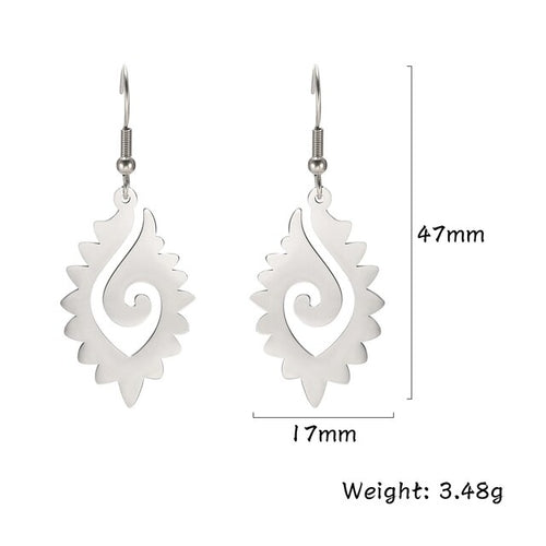 Tribal Flame Totem Pendant Earrings for Women Ethnic Style Stainless