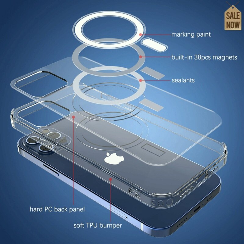 Ultra Clear Magnetic  Magsafing Case For iPhone 14 13 12 11 Pro Max