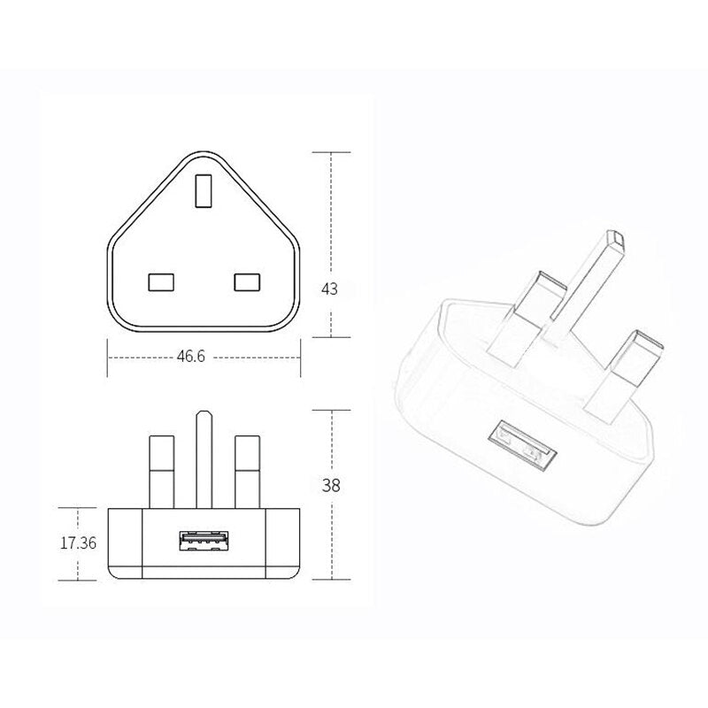 Universal Usb Charger 5v 1a Uk Plug 3 Pin Wall Charger Adapter Smart