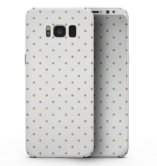 White and Gold Foil Polka v14 - Samsung Galaxy S8 Full-Body Skin Kit