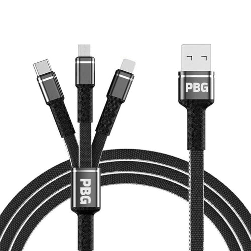 PBG 3 in 1 Cable Mesh/Nylon Braided HQ Multi Device Charging (iphone,