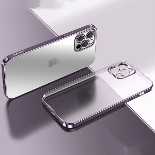 Luxury Square Frame Plating Clear Matte Transparent Cover