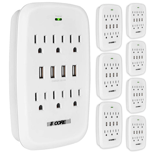 8 Pieces Outlet Wall Plug Extender with 4 USB Ports Plug Adapter