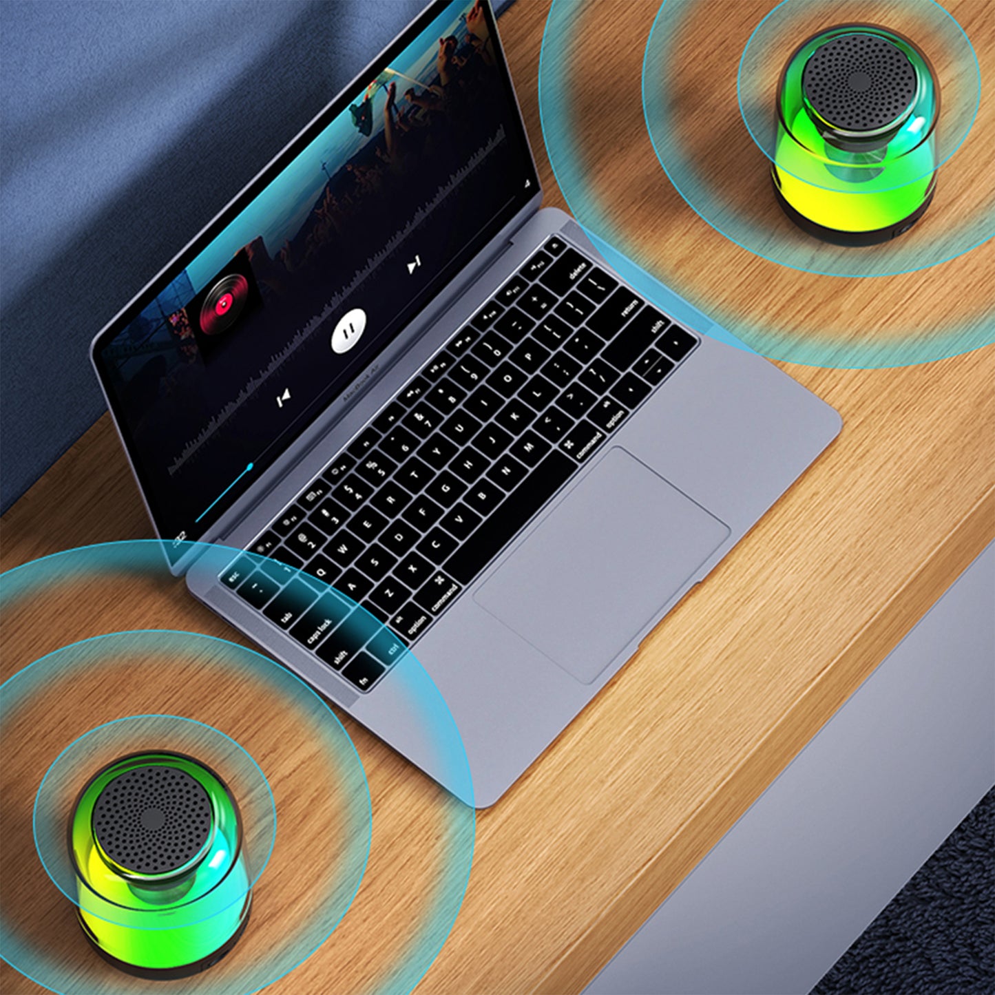 ZTECH SYNCWAVE 2-Pack of LED Wireless Speakers with Synchronized Audio