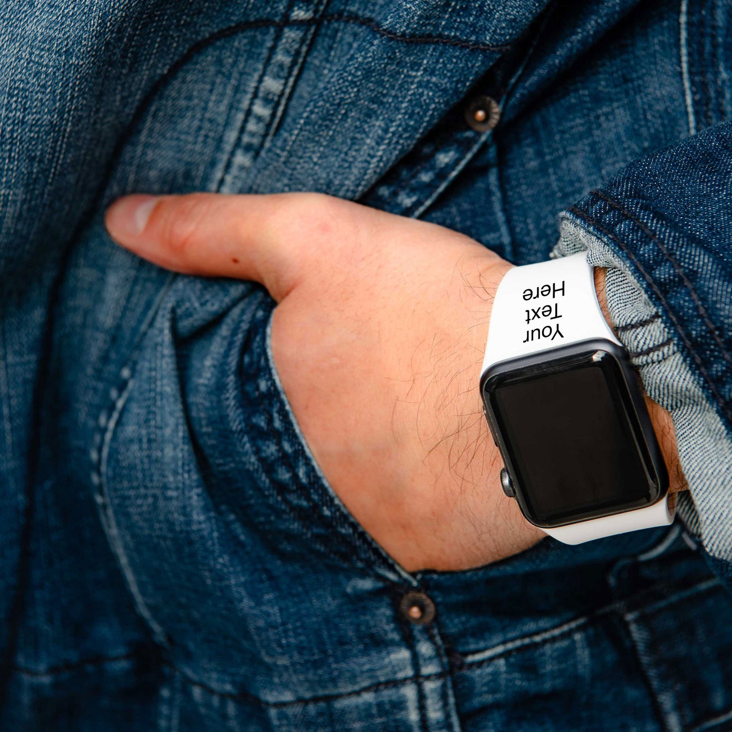 Custom Text HD Watch Band Compatible with Apple Watch