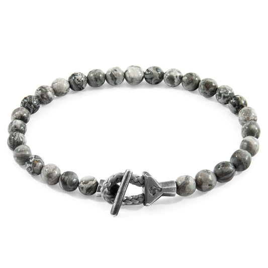 Grey Jasper Mantaro Silver and Stone Bracelet