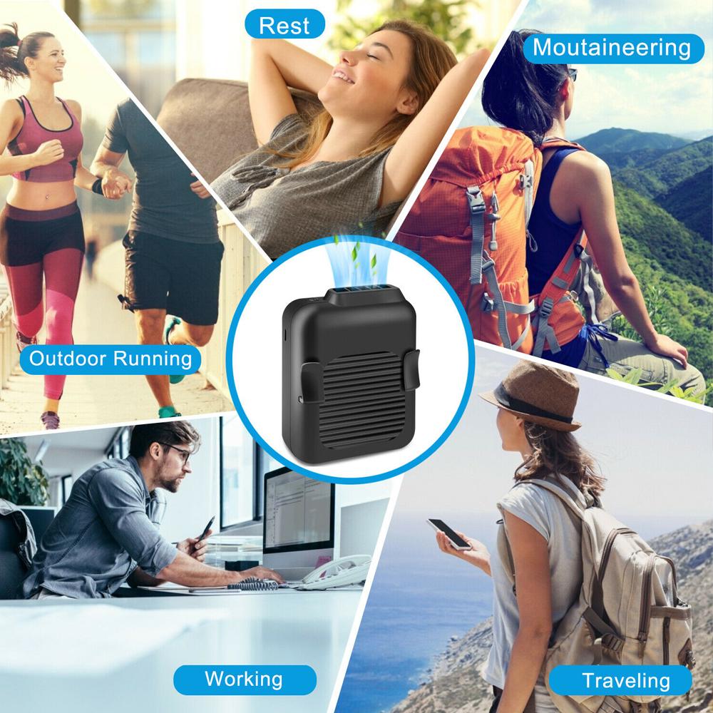 Portable Compact Cooling Fan Hanging Handsfree with Waist Clip