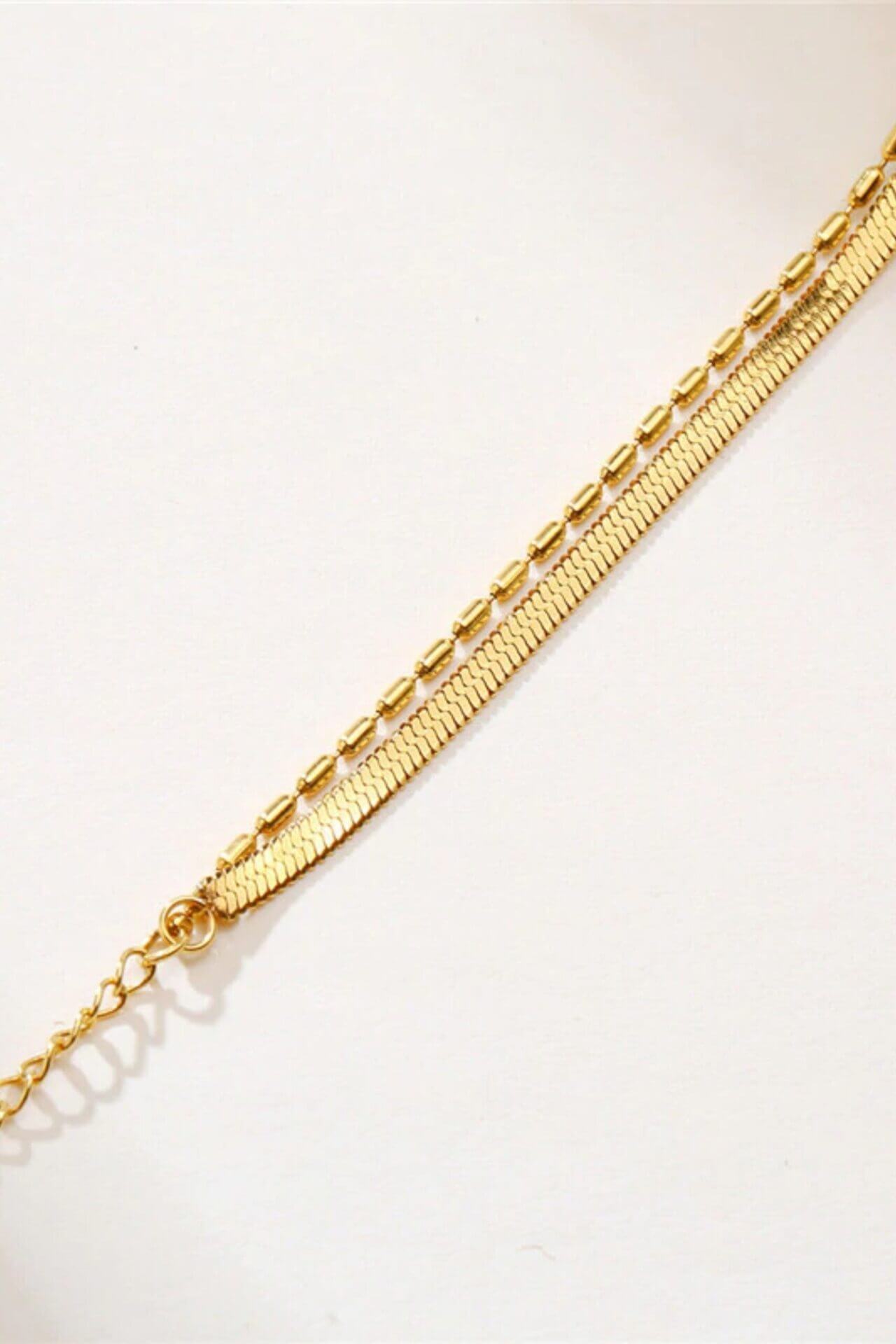 Flat Chain 18 Karats Two Layers Bracelet