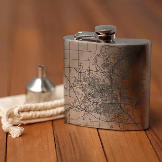 Eau Claire - Wisconsin Map Hip Flask