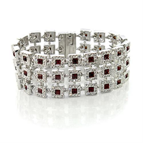 LO444 - Rhodium Brass Bracelet with Top Grade Crystal  in Siam