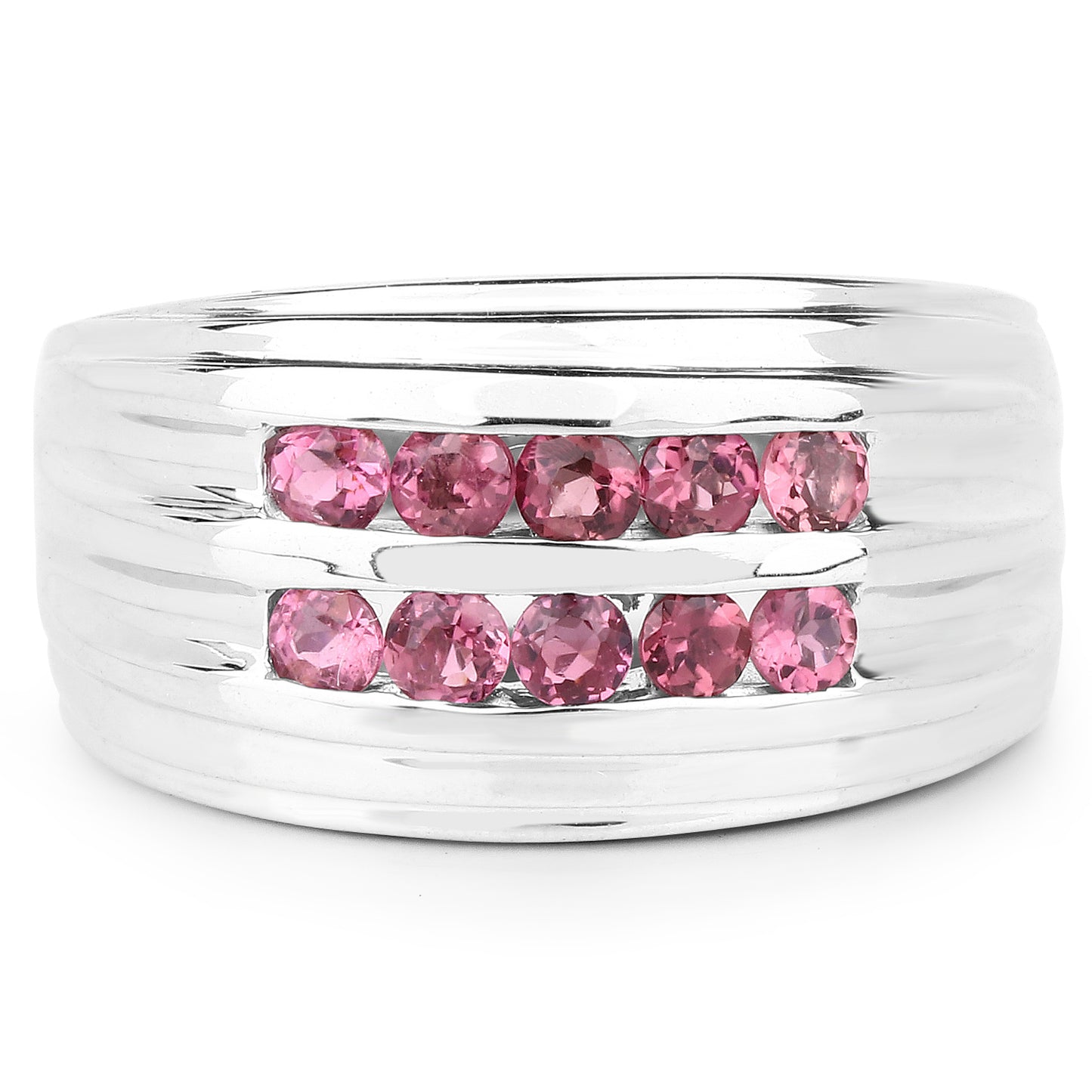 1.00 Carat Genuine Pink Tourmaline .925 Sterling Silver Ring