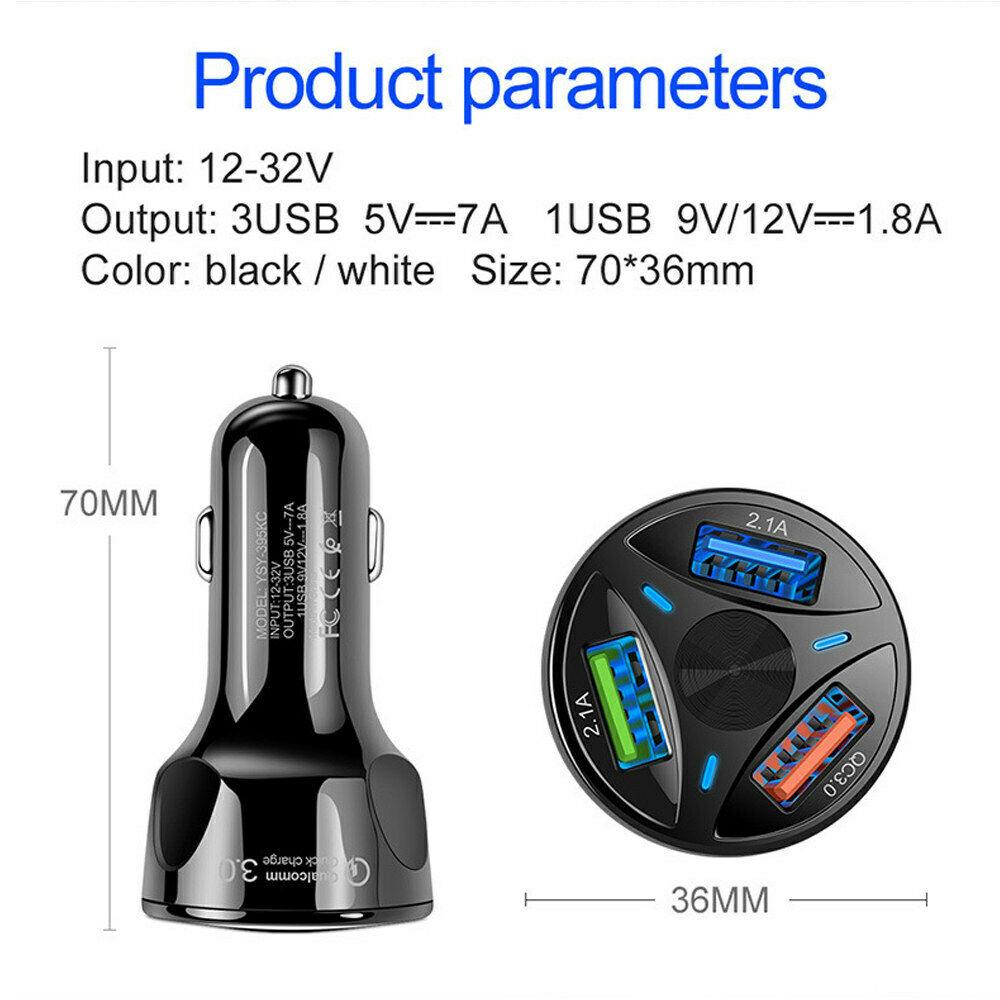 PBG 3 Port USB Fast LED Car Charger For Devices